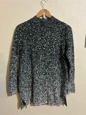 Pure Jill J. Jill Rolled Neck Black & White Marled Crewneck Sweater Small